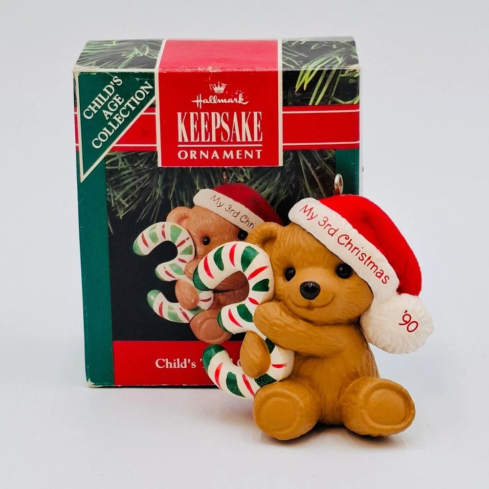 1990 Hallmark Keepsake Ornament Child's Third Christmas Bear 3rd Year Vintage